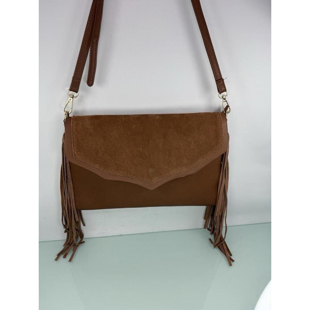 Moda Luxe Brown Fringe Crossbody Bag Boho Western Tassel Shoulder Purse